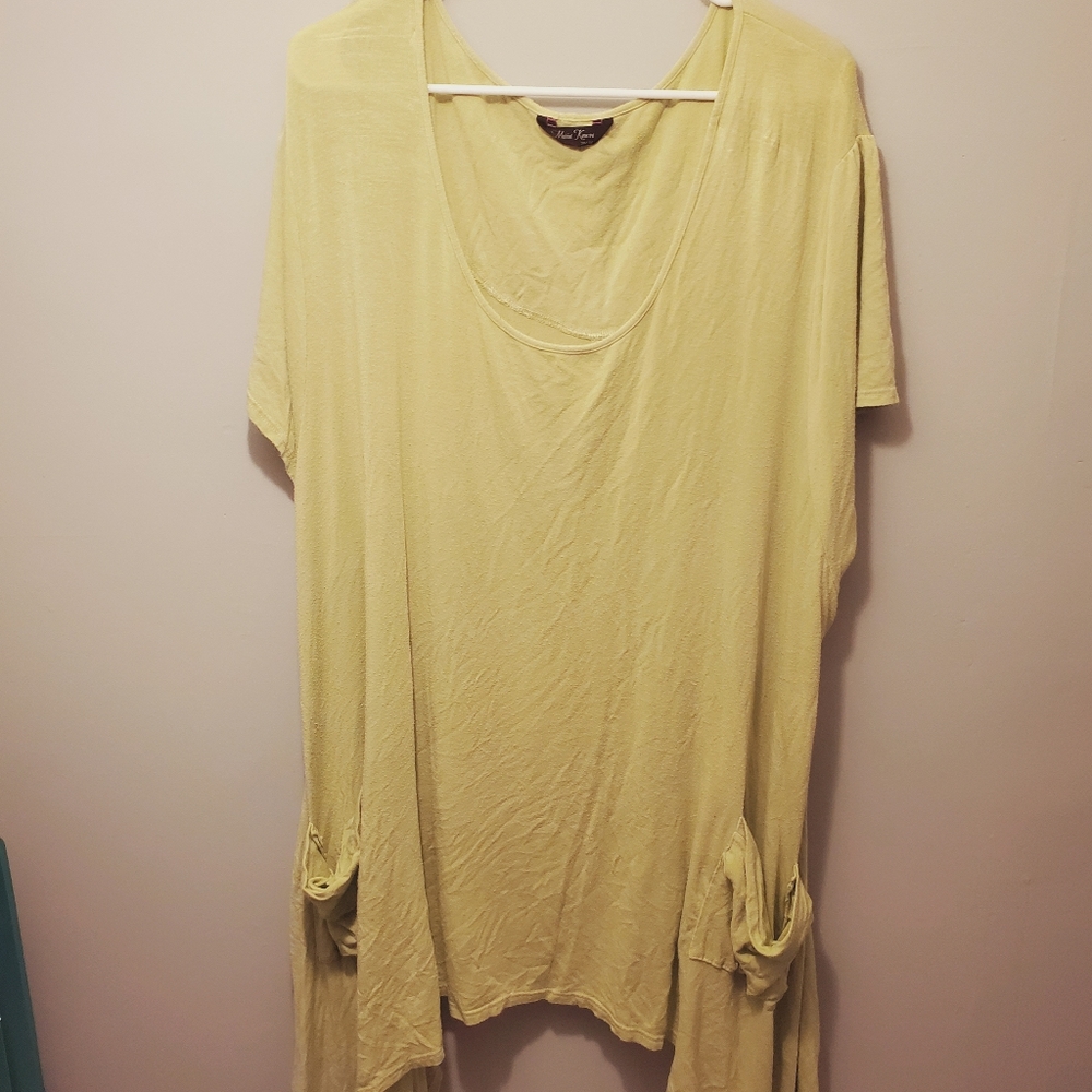 Marina Kaneva Plus 4X Line Green Tunic Top
